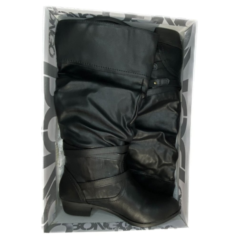 Bongo Women's Peyton Slouch Knee High Boots, MEDWIDE Black